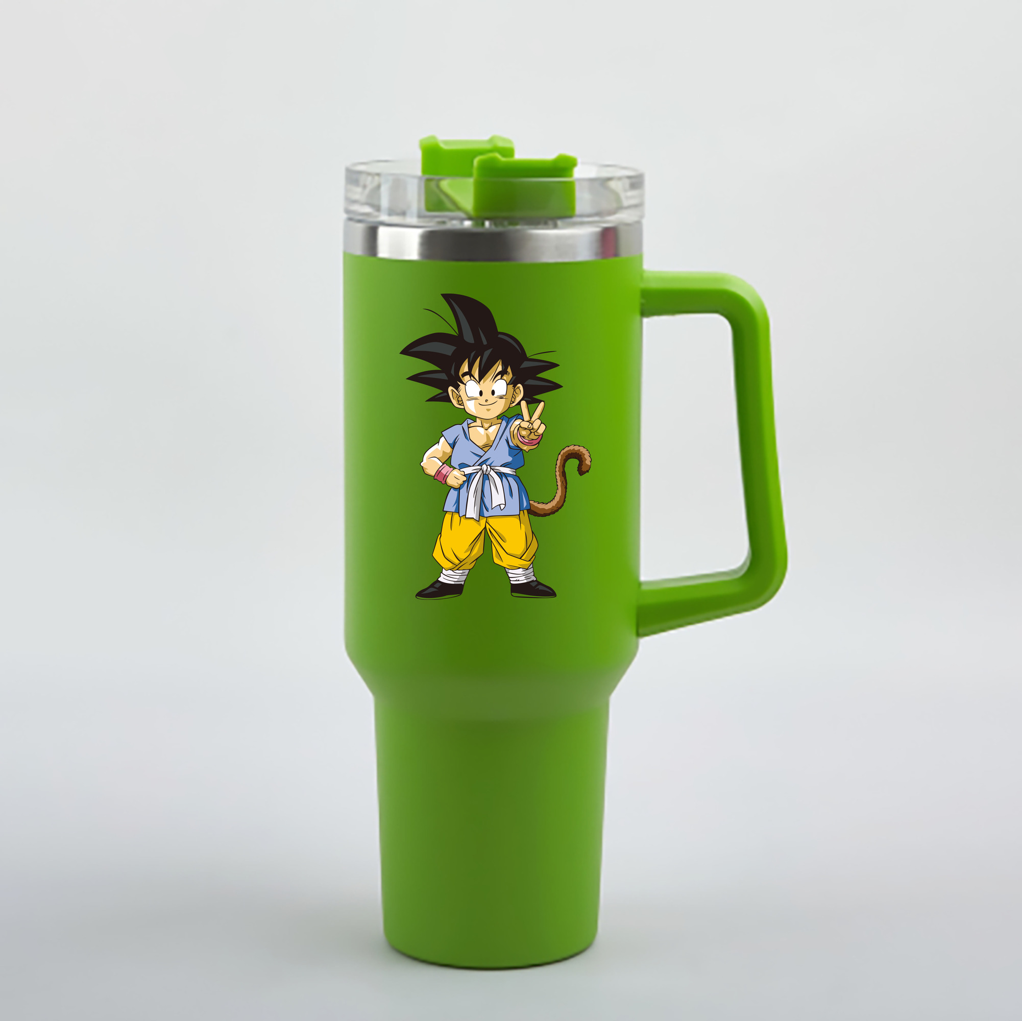 （画像用） ドラゴンボール 孫悟空（そん ごくう）Son Goku カカロット DRAGON BALL Kakarotto 1200mL車用タンブラー - クリスタルステッカー（プラスチックストロー付き）